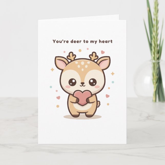 Cartão You’re Deer to My Heart Cute Puchi Dōshi Deer (Frente)