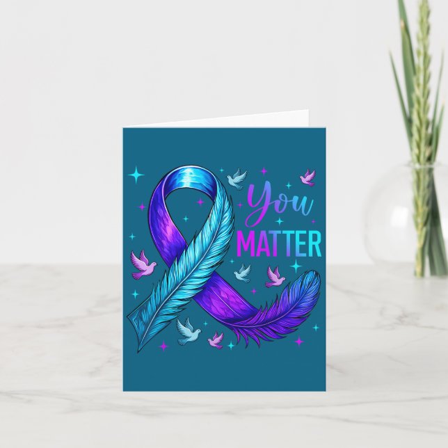 Cartão You Ribbon Bird Suicide Prevention Awareness  (Frente)