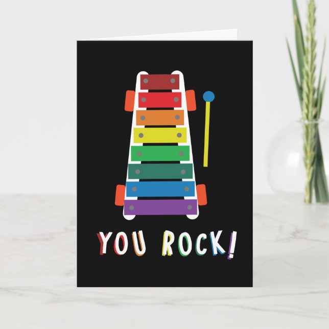 Cartão You Rock Rainbow Xylophone Congratulations Card (Frente)