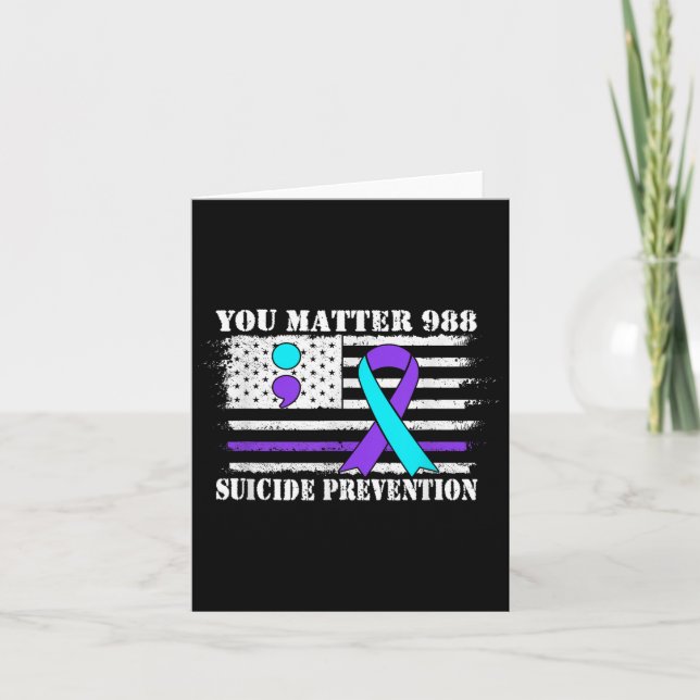 Cartão You Semi Colon 988 Suicide Prevention Awareness  (Frente)