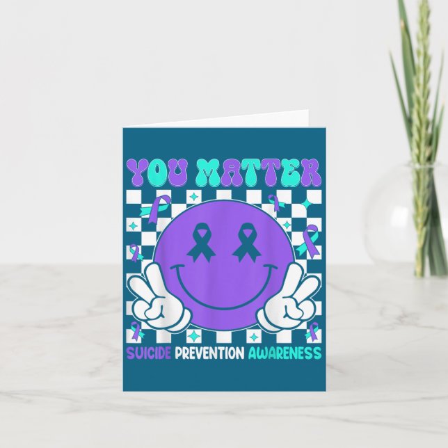 Cartão You Suicide Prevention Awareness Teal Purple Ribbo (Frente)
