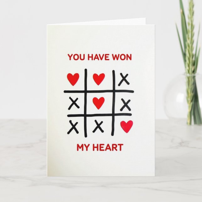 Cartão You Won My Heart Tic Tac Toe Card (Frente)