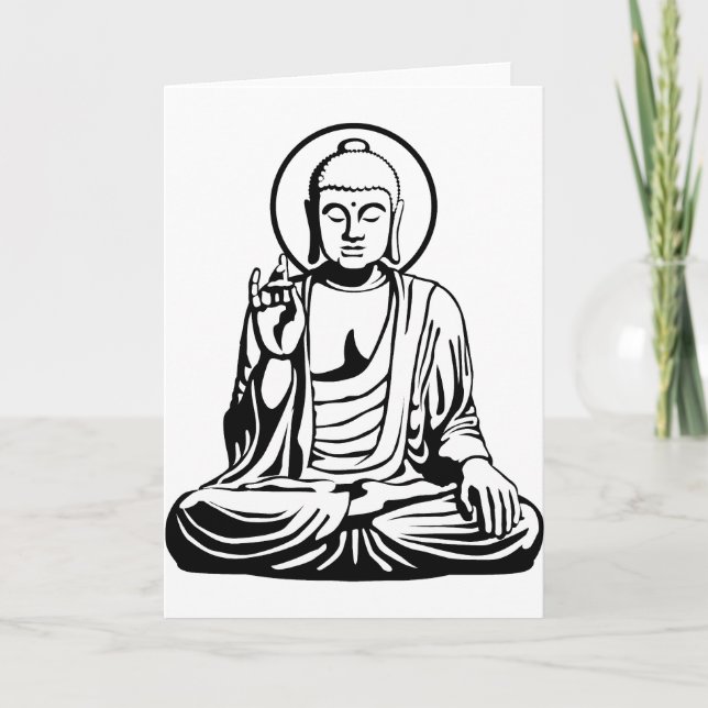 Cartão Young Buddha No.1 (black white) (Frente)