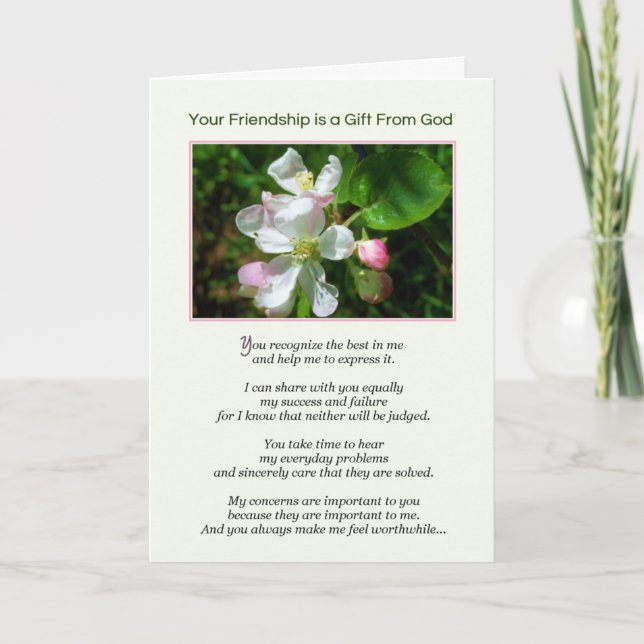 Cartão Your Friendship is a Gift from God (Frente)