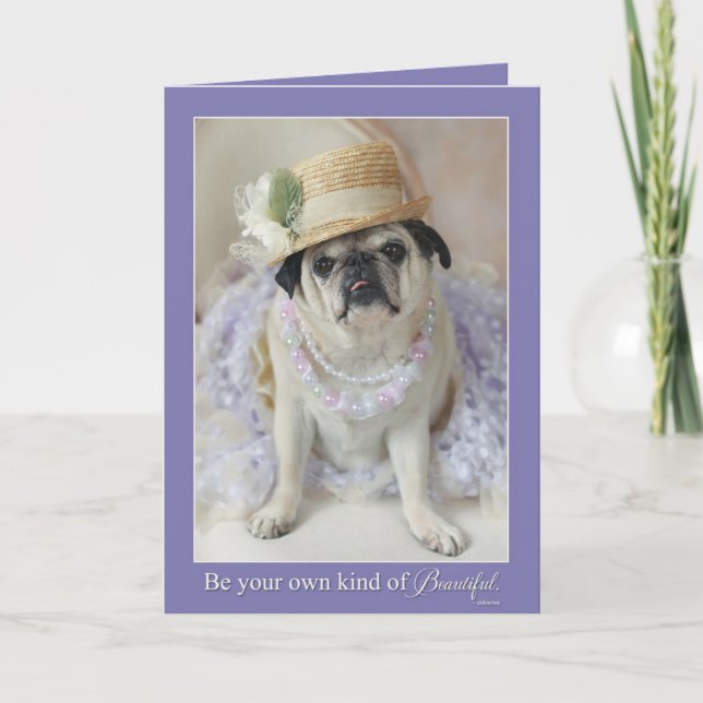 Cartão Your Own Kind of Beautiful Mother's Day Pug Card (Frente)