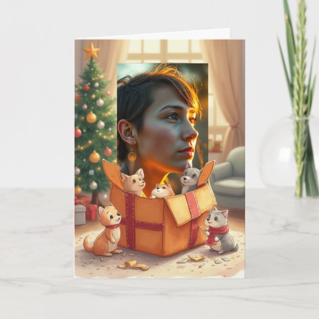 Cartão Your Photo Gift from Pets Holiday Greeting Card (Frente)