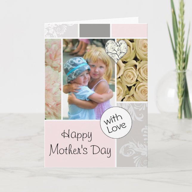 Cartão Your Photo Pink Mother's Day Collage (Frente)