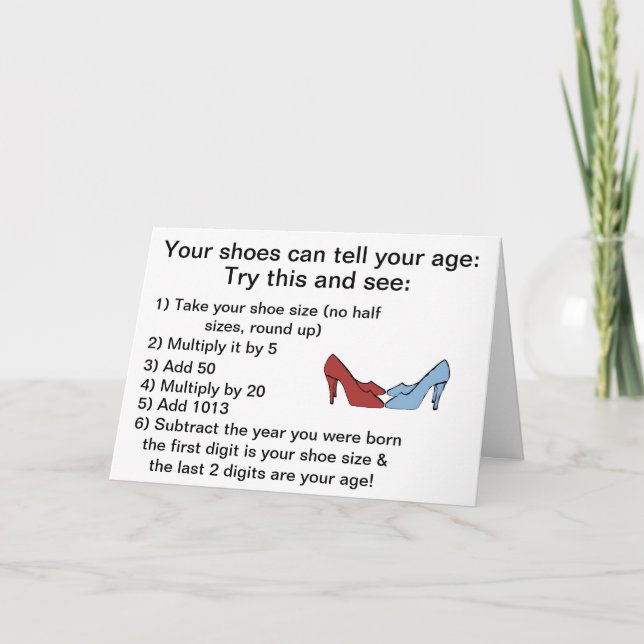 Cartão Your shoes can tell your age Birthday Card (Frente)