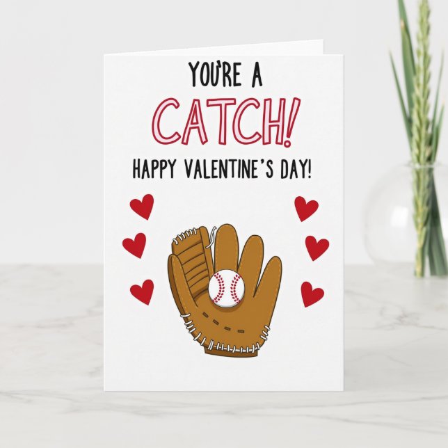 Cartão Youre A Catch Baseball Valentines Card (Frente)