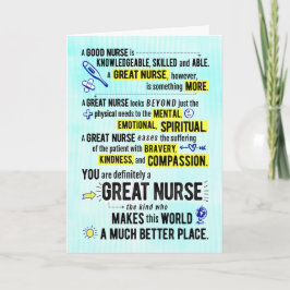 Cartão You're a Great Nurse, Making World a Better Place