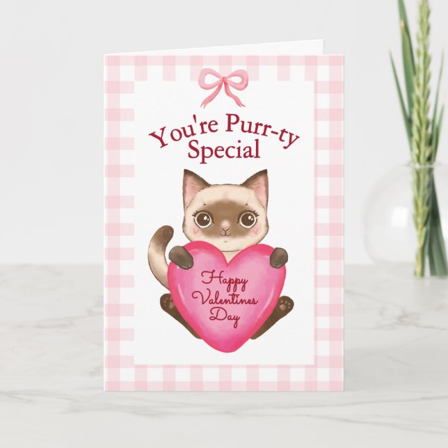 Cartão You're Purr-ty Special Kitty Cat Valentine's Day (Frente)