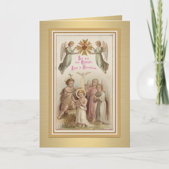 Cartão Youth Baptism w/Jesus, John the Baptist, Angels (Frente)