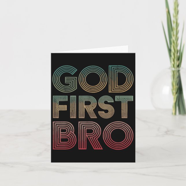 Cartão Youth Boy God First Bro Funny Christian God Brothe (Frente)
