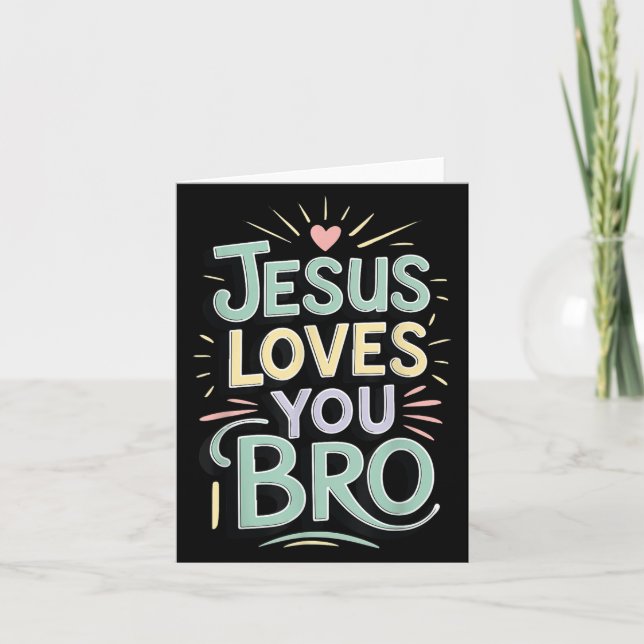 Cartão Youth Jesus Love You Bro Funny Christian God Son B (Frente)