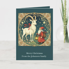 Cartão Yule Cabra e Jultomten Natal Escandinavo