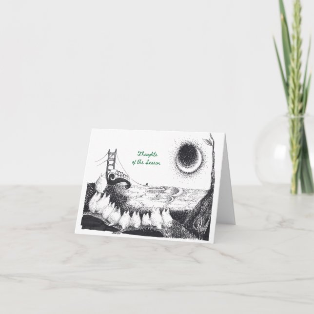 Cartão Yule de bruxaria "Pensamentos da estação" (Frente)