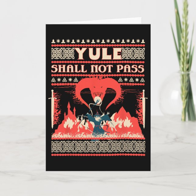Cartão Yule Shall Not P Fantasy Wizard Holiday Pun Funny  (Frente)