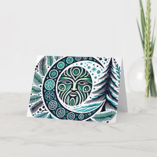 Cartão Yule Winter Solstice Greenman