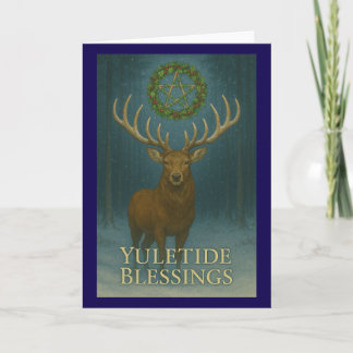 Cartão Yuletide Blessings Stag Christmas Greetings Card