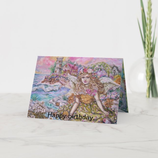 Cartão yumi sugai anjos, feliz aniversário. (Frente)