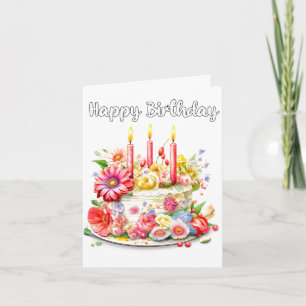Cartão Yummy Happy Birthday Party Cake