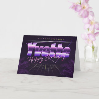 Cartão Yvette Name Vorname lila retro Karte Geburtstag