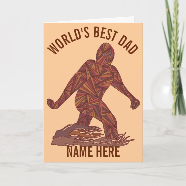 Cartão z Bigfoot Walking Sasquatch Worlds Best Dad Funny (Frente)