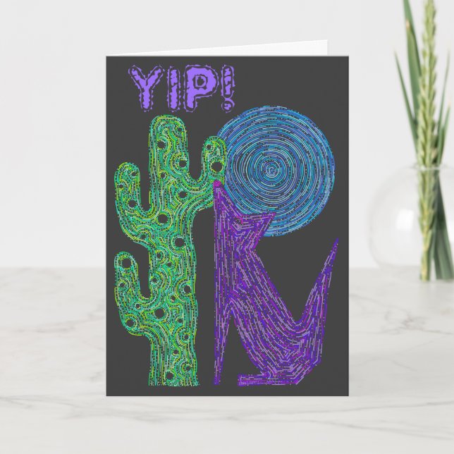 Cartão Z Purple Coyote Wolf Colorful Southwestern Design (Frente)