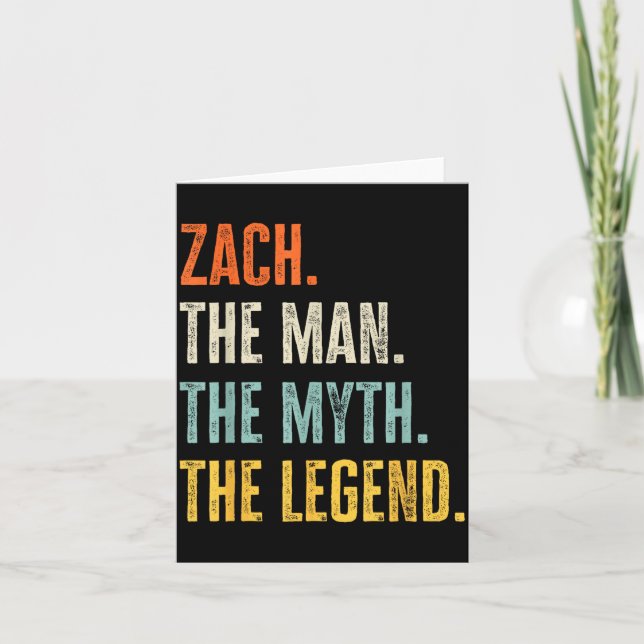 Cartão Zach The , Man Myth Legend, Funny Name Zach  (Frente)