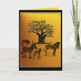 Cartão Zebra and Baobab Tree Card