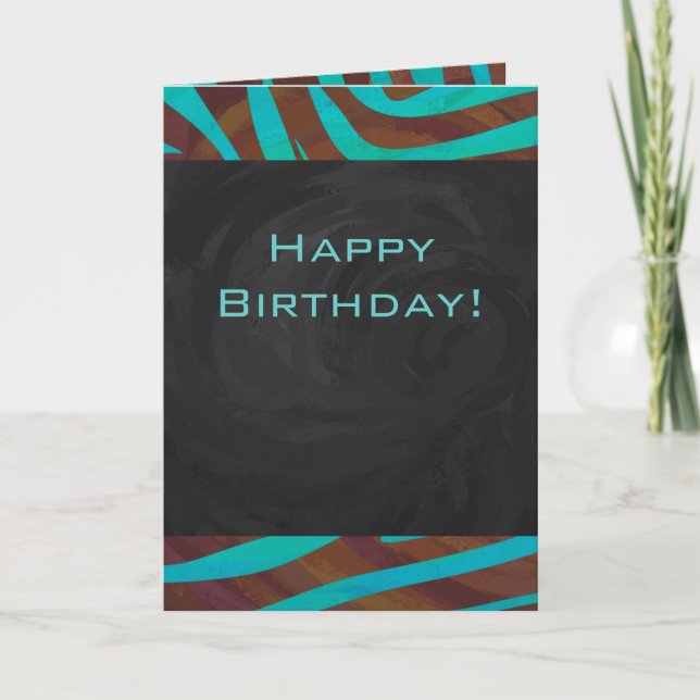 Cartão Zebra Brown e Teal com Monograma (Frente)