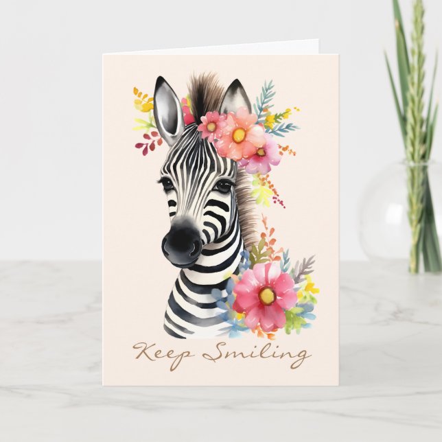 Cartão Zebra com Aquarela e Terra Floral (Frente)