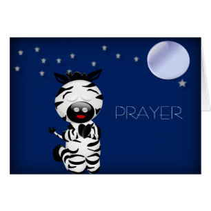 Cartão Zebra cristã do bebê que Praying na ORAÇÃO do