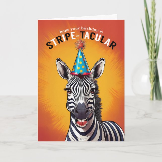 Cartão Zebra de aniversário para STRIPEtacular (Frente)