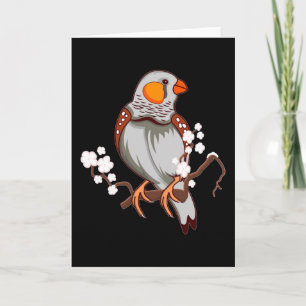 Cartão Zebra Finch Zebra Finch Art Cherry Flor Japão