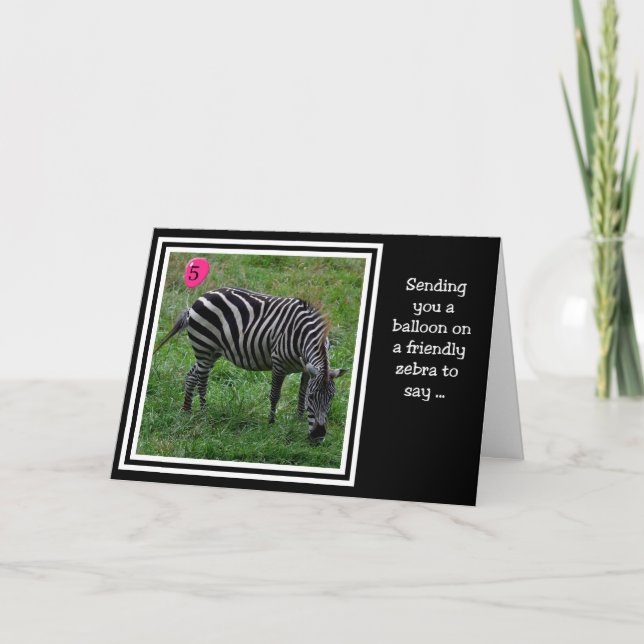 Cartão Zebra Pink 5 Birday (Frente)