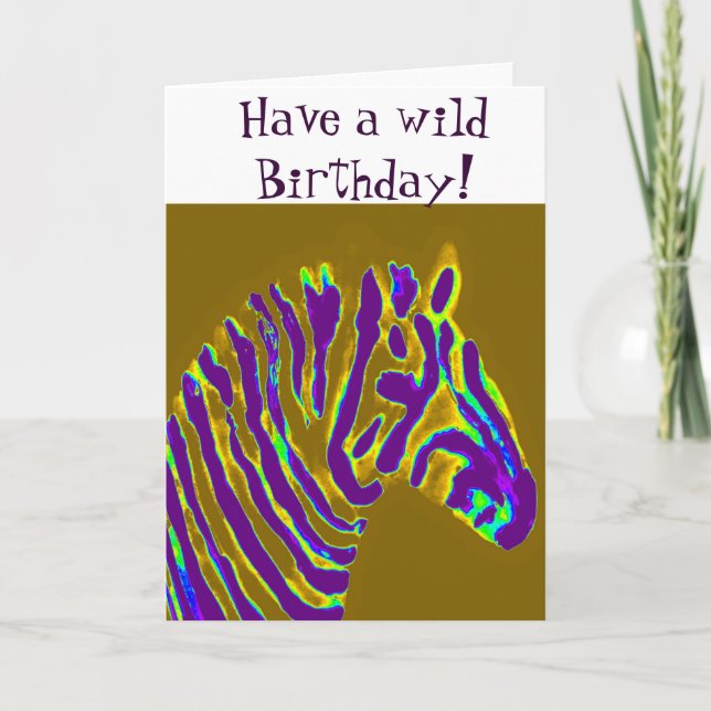 Cartão Zebra Purple Dourado Birday (Frente)