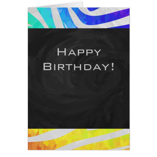 Cartão Zebra Rainbow e White Impressão (Frente)