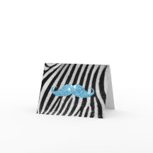 Zebra Stripes And Blue Bling Mustache