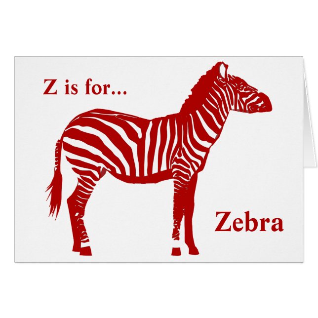 Cartão Zebra - Vermelho profundo e branco (Frente horizontal)