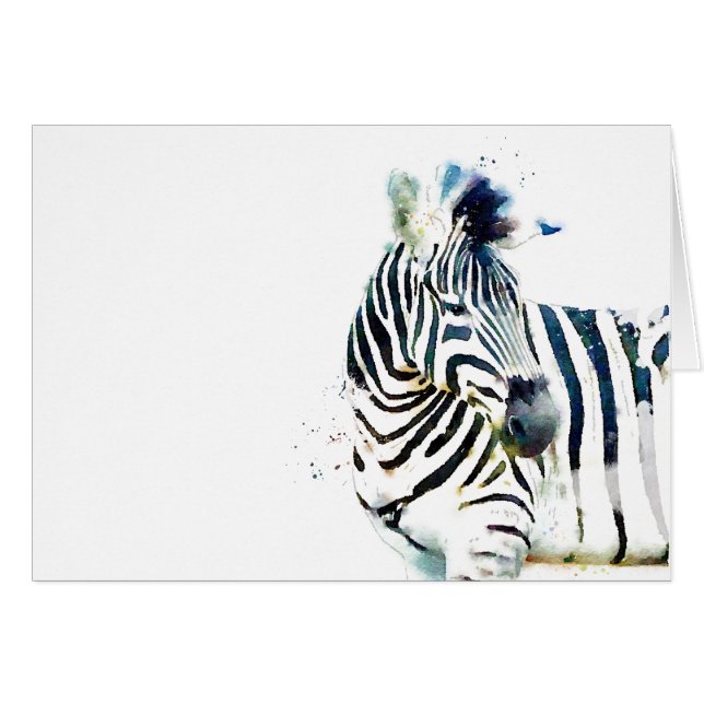 Cartão Zebra Watercolor (Frente Horizontal)