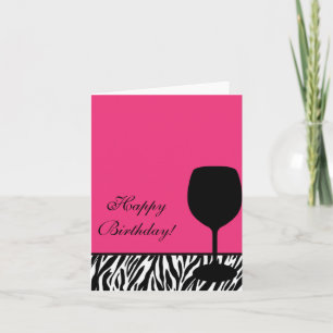 Cartão zebra wine birthday