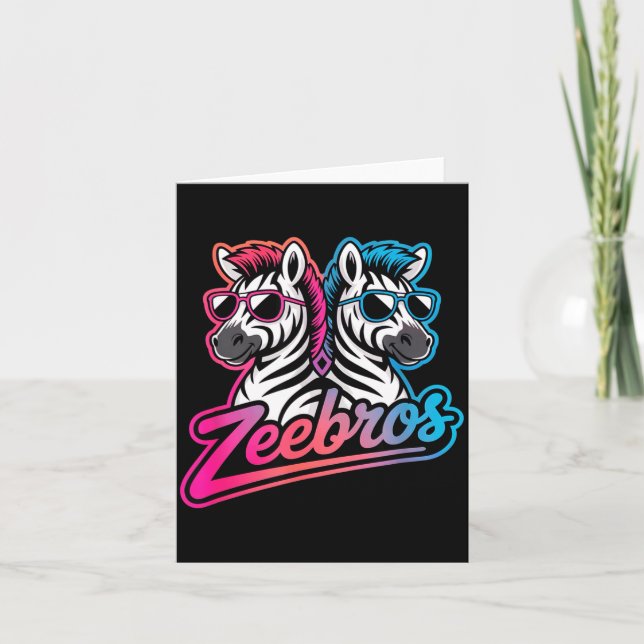 Cartão Zeebros Cute Zebra Duo Design For Zebros Lovers  (Frente)