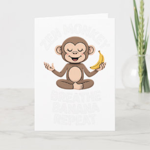 Cartão Zen Macaco Respira Nana Repete Ioga Engraçado Medi