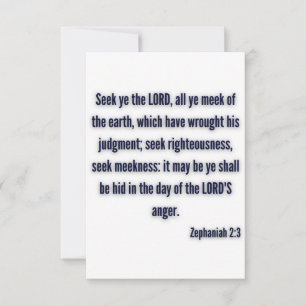 Cartão Zephaniah 2:3 Bíblia KJV Verse Flat Greeting