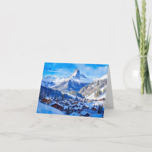 Cartão Zermatt Matterhorn Suiça Alps Watercolor