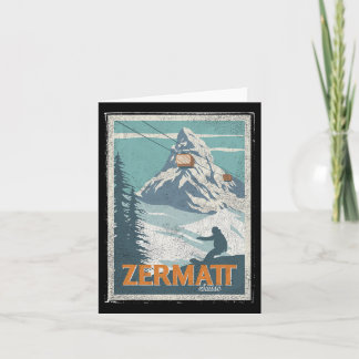 Cartão Zermatt Suiça de inverno Esquiando Snowboard Ski