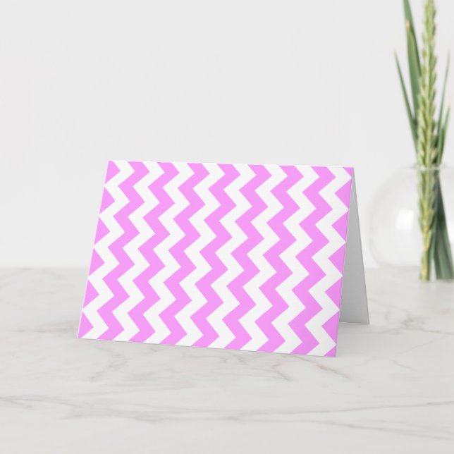 Cartão Zigzag rosa e branco (Frente)