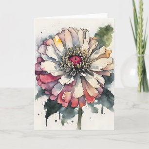 Cartão Zinnia - Flores aquarela