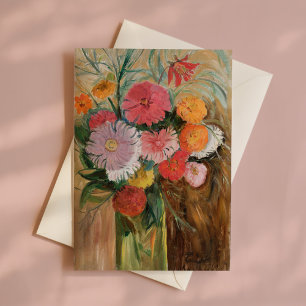 Cartão Zinnias e Asters   Tadeusz Makowski